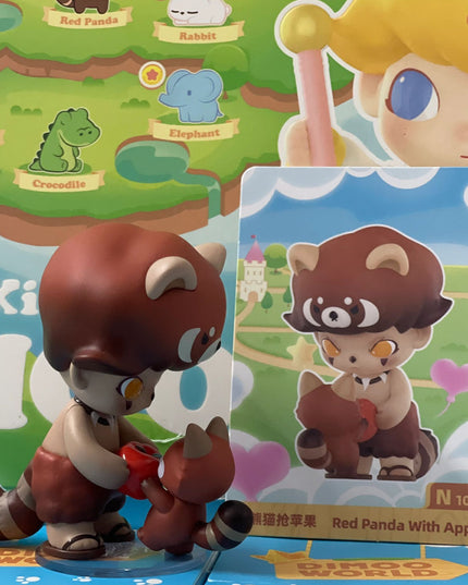 Dimoo Animal Kingdom Series Red Panda With Apple PVC figure 6–8cm