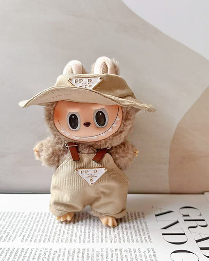 Labubu Triangle Hat Overalls Set - Brown