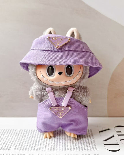 Labubu Triangle Hat Overalls Set - Purple