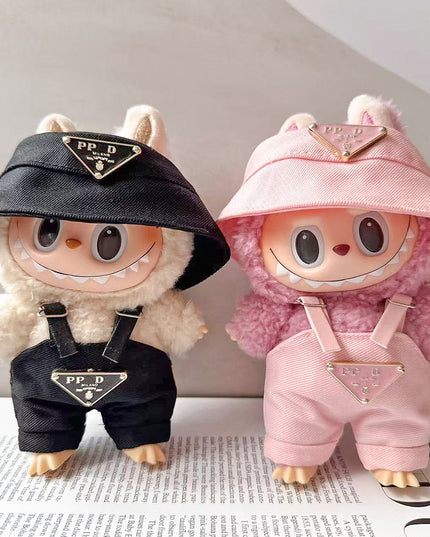 Labubu Triangle Hat Overalls Set - Logo patch detail