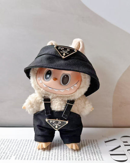 Labubu Triangle Hat Overalls Set - Black