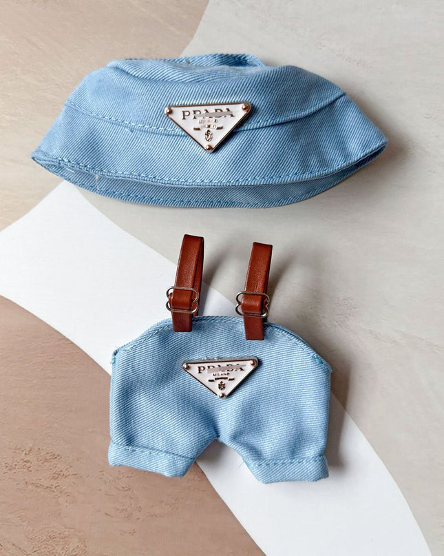 Labubu Triangle Hat Overalls Set - Blue