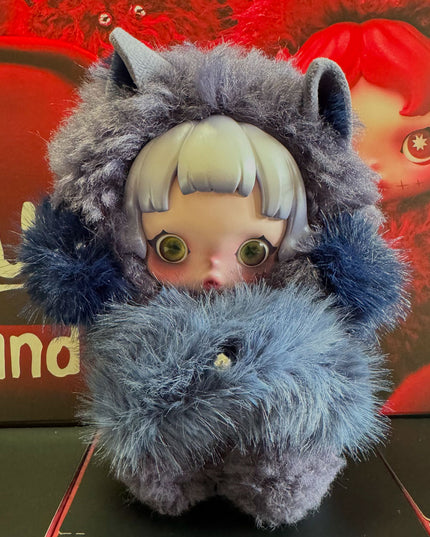 Skullpanda You Found Me Series vinyl plush pendant Cerberus character front view