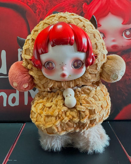 Skullpanda You Found Me Series vinyl plush pendant Pranky Peanut character front view