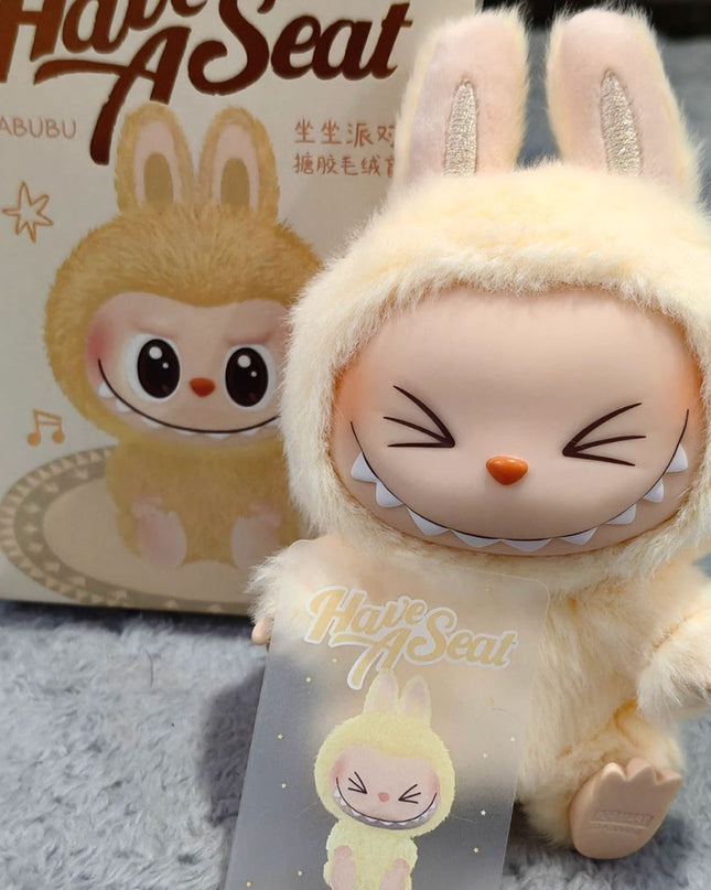 THE MONSTERS Labubu Have a Seat Series vinyl plush pendant 15cm Sisi character front view