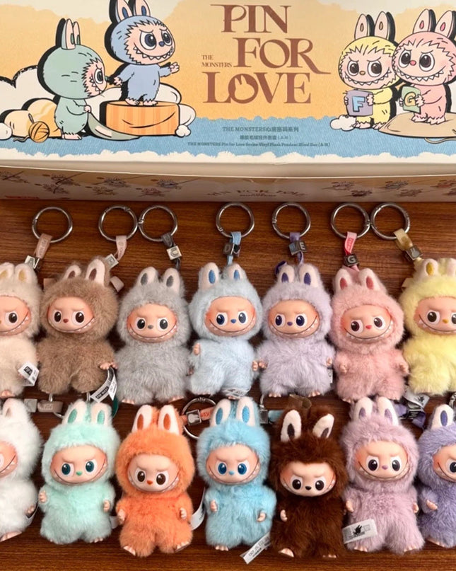 THE MONSTERS Labubu Pin For Love Series V4 vinyl plush pendant 10.5cm A-M series 14 confirmed figures front view