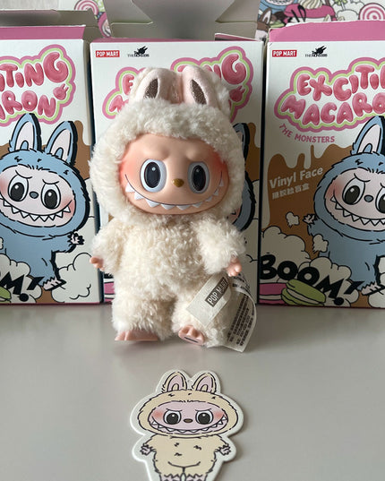 THE MONSTERS Labubu Tasty Macarons V1 vinyl plush pendant 17cm Soymilk flavor front view