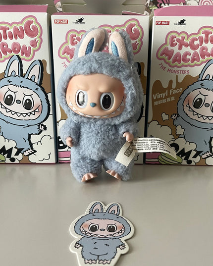 THE MONSTERS Labubu Tasty Macarons V1 vinyl plush pendant 17cm Sea Salt Coconut flavor front view
