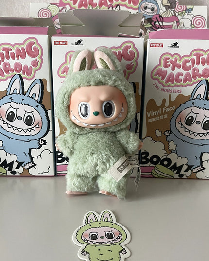 THE MONSTERS Labubu Tasty Macarons V1 vinyl plush pendant 17cm Green Grape flavor front view